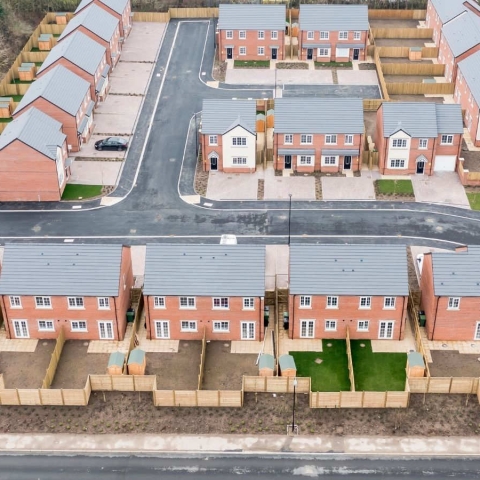 Aerial shot of Millers Chase, York, where 69 affordable homes have been built by Yorkshire Housing