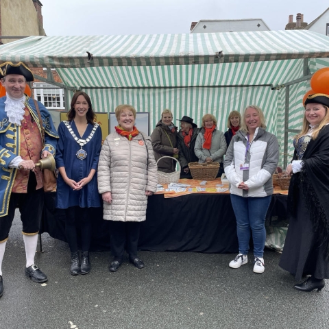 The Soroptimists were supported by the Mayor of Knaresborough, Cllr. Hannah Gostlow and the Town Crier, Mark Hunter