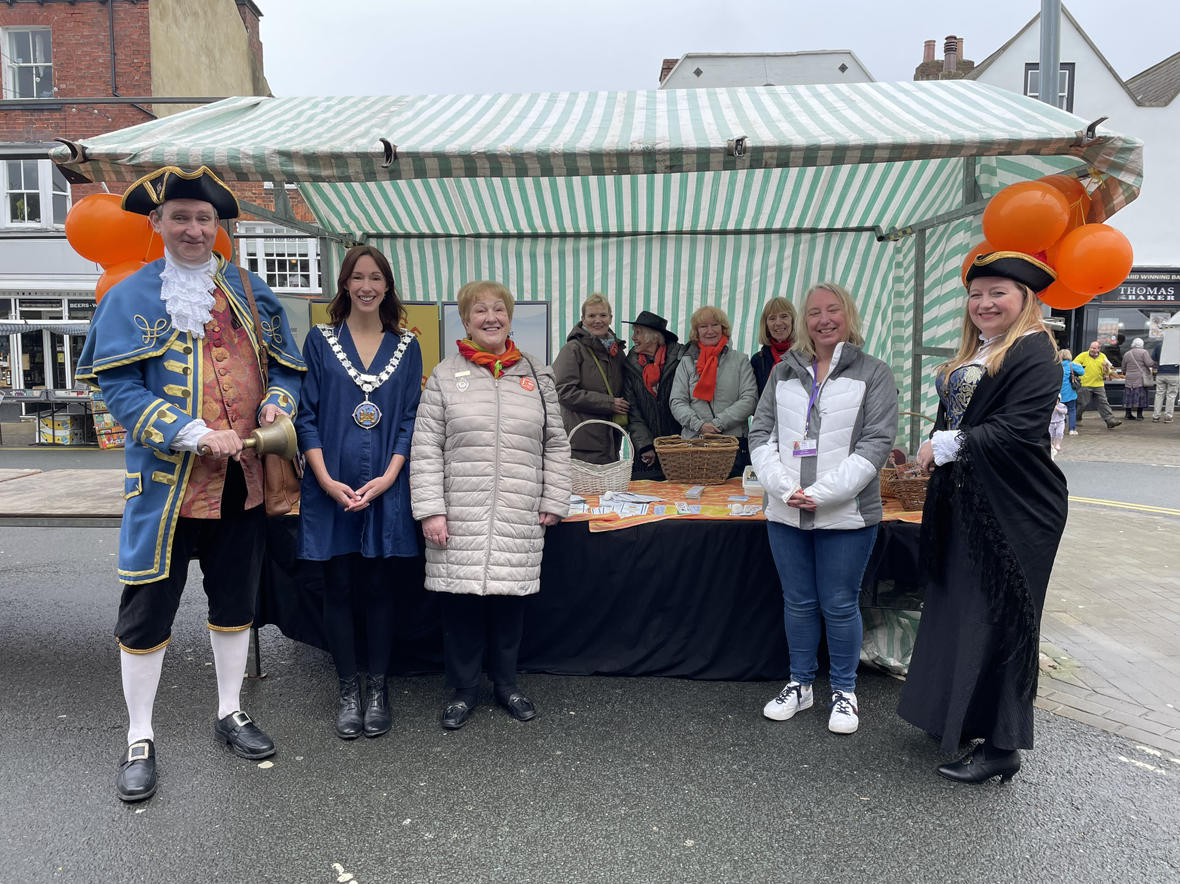 The Soroptimists were supported by the Mayor of Knaresborough, Cllr. Hannah Gostlow and the Town Crier, Mark Hunter