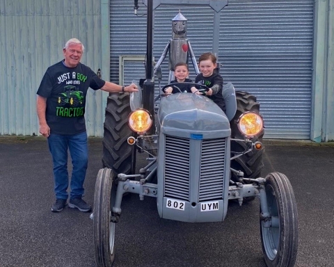 ill Moody and his grandsons Joseph and Max on board the Fergie TEF20