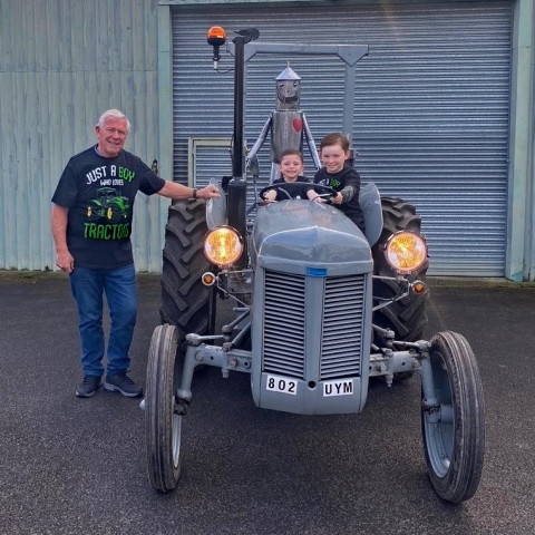 ill Moody and his grandsons Joseph and Max on board the Fergie TEF20