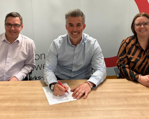 David Skaith, Mayor of York and North Yorkshire, signing the Declaration of Acceptance of Office with James Farrar, Director of Economy & Interim Head of Paid Service, and Rachel Antonelli, Head of Legal & Interim Deputy Monitoring Officer at York and North Yorkshire Combined Authority