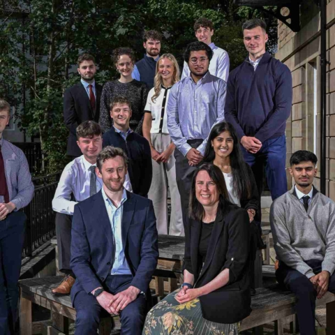 ergus Watson-West and Michelle Rapson from Saffery (front row seated) with the 12 new trainees Mason Morris, Lewis Hall, Ailiha Ali, Hamza Mohammed, Liam Williamson, Daniel Kershaw, Hannah Whitworth-Debney, Charlotte Dimelow, Talha Munir, Louie Cochrane, Robert Von Der Luhe and Lucas Walker.