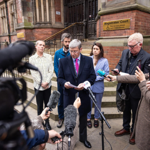 Four Greenpeace activists who made headlines after protesting on the roof of the former Prime Minister’s mansion in Yorkshire last year have had charges of criminal damage dismissed by the Judge at York Magistrates’ Court.