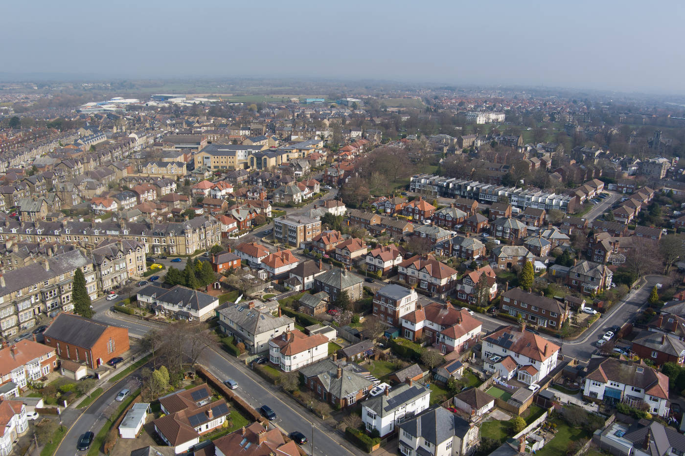 An aerial shot of Harrogate. Funding of £6.7 million has been secured to pay for vital infrastructure including education facilities and roads as a 2,000-home development is planned for the west of the spa town