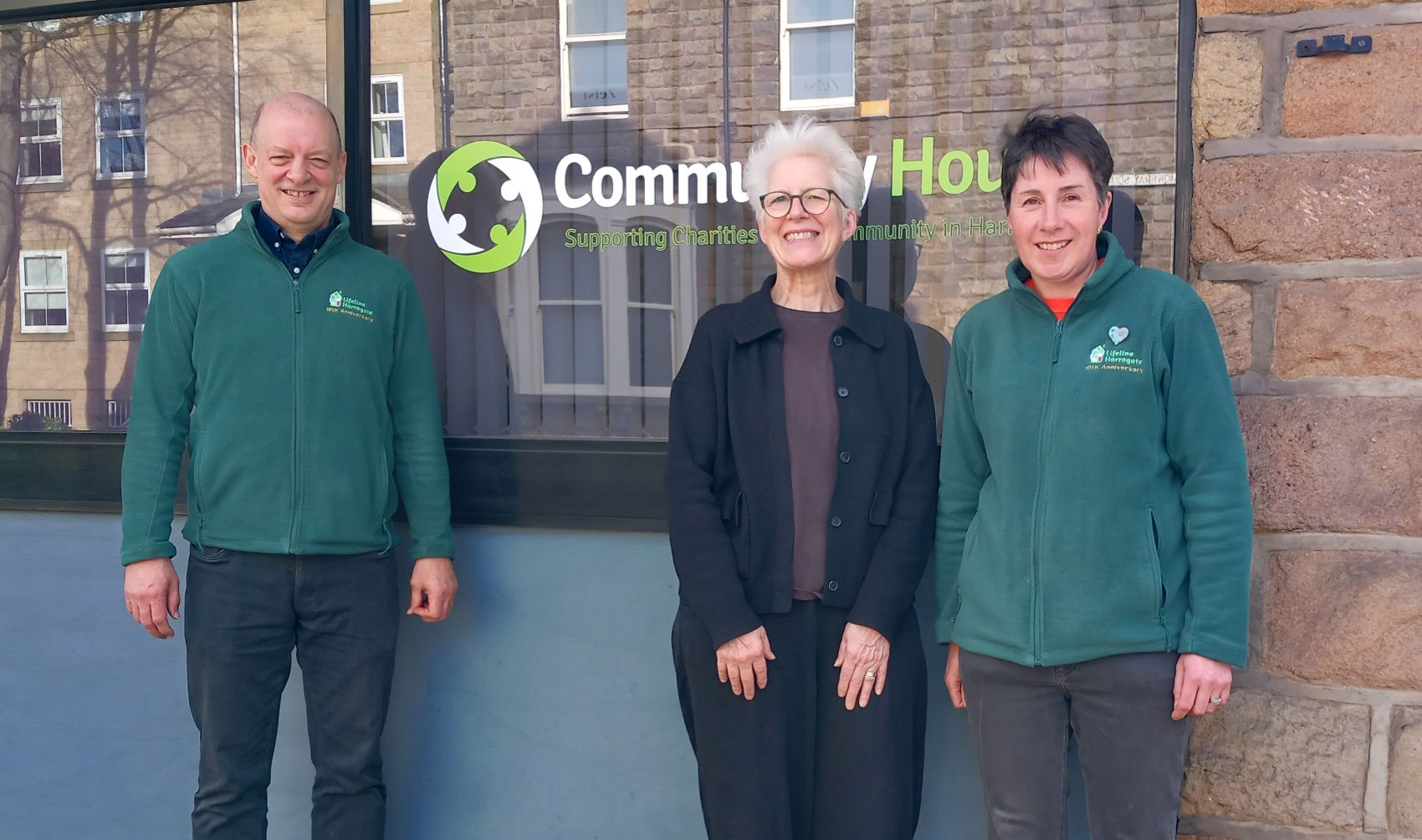 Lifeline Harrogate's CEO Carl Good and (right) fundraising manager Ruth Skaife-Clarke with Kate Culverhouse of the Banks Group