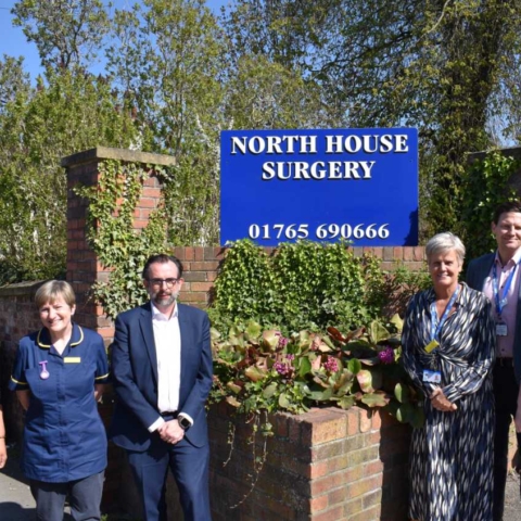 Clare Collins, Operational Manager; Debbie Brown, Nursing and AHP Lead; Dr Pete Johnson, Lead Doctor; Alison Smith, HDFT’s Interim Executive Director Nursing Midwifery and AHPs; Russell Nightingale, HDFT’s Deputy Chief Executive and Chief Operating Officer; and Dr Jacqueline Andrews, HDFT’s Executive Medical Director