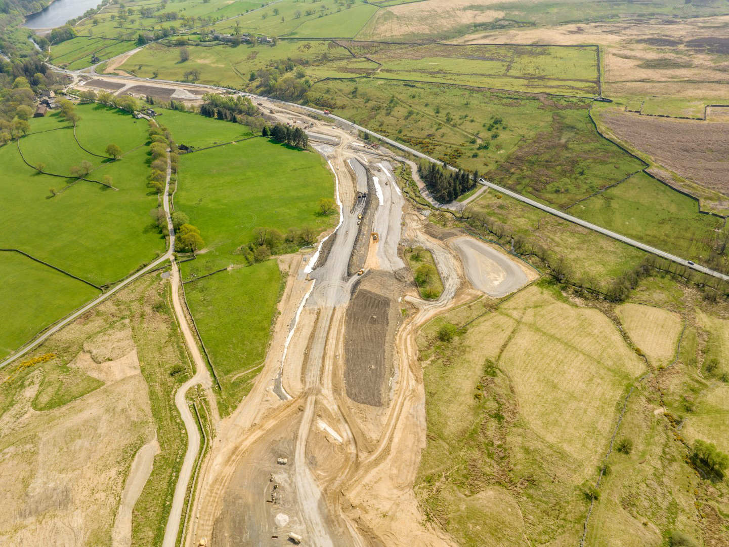 Aerial shots of work which is currently being carried out to install the new four-kilometre stretch of road and associated infrastructure, such as the introduction of new culverts