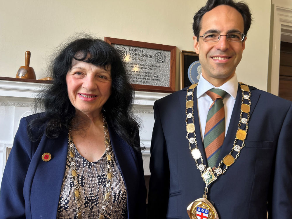 The former chair of North Yorkshire Council, Cllr Roberta Swiers, is pictured with Cllr George Jabbour, who has been appointed to the role
