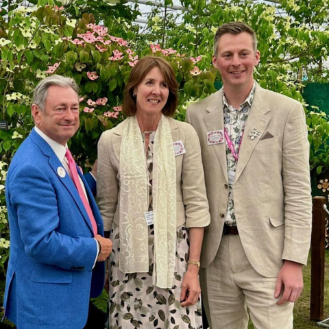 Plant Heritage president Alan Titchmarsh with Lucinda Compton and Lawrence Wright of Newby Hall-