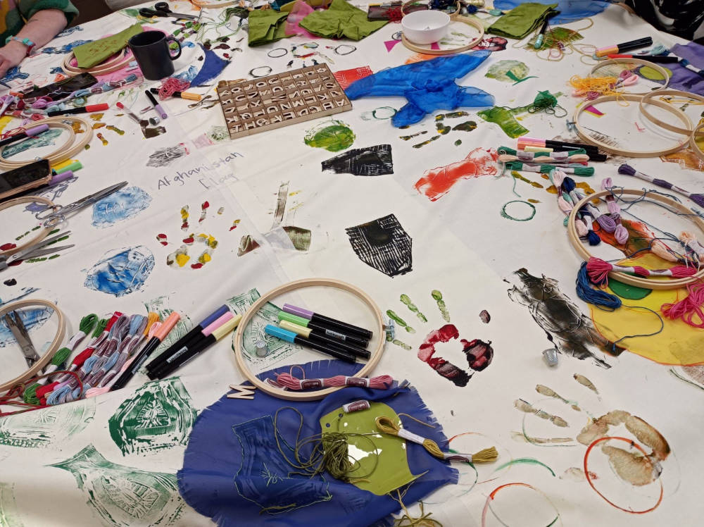 The ‘dastarkhan’ or tablecloth created by Afghan women now living in North Yorkshire. It was part of a project at The Royal Pump Room Museum in Harrogate to mark Refugee Week.