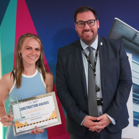 Principal's Award winner Sophie Roberts with York College & University Centre Principal & Chief Executive Ken Merry