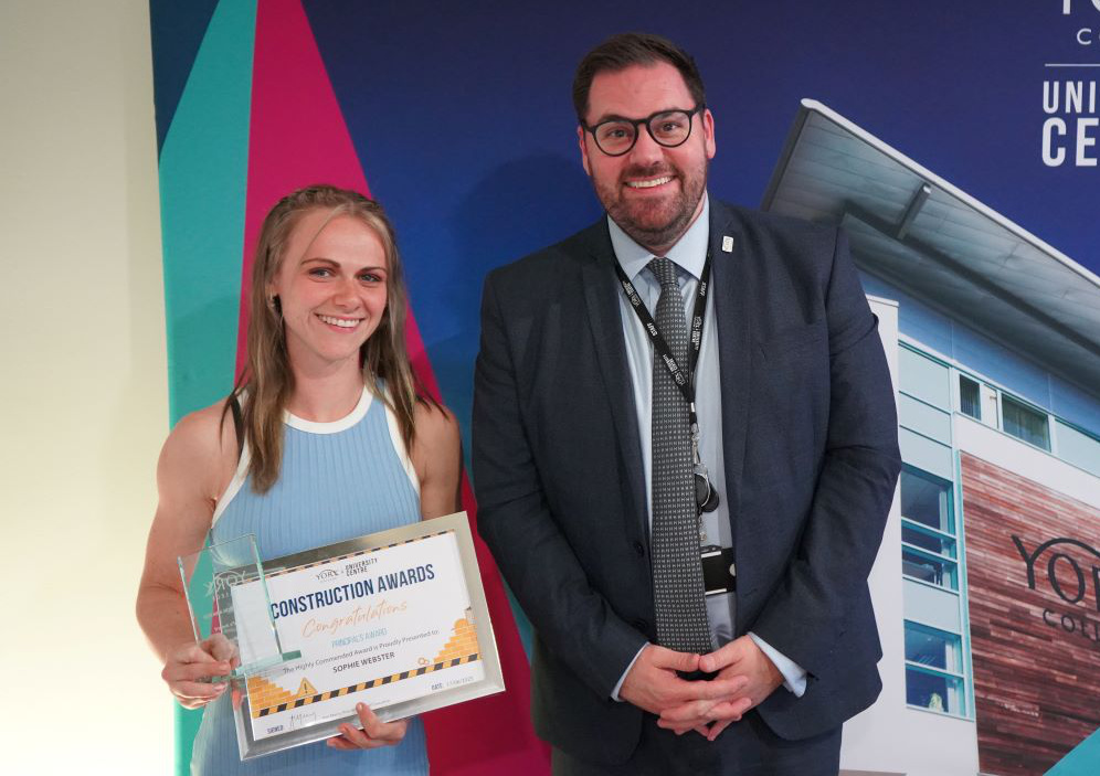 Principal's Award winner Sophie Roberts with York College & University Centre Principal & Chief Executive Ken Merry