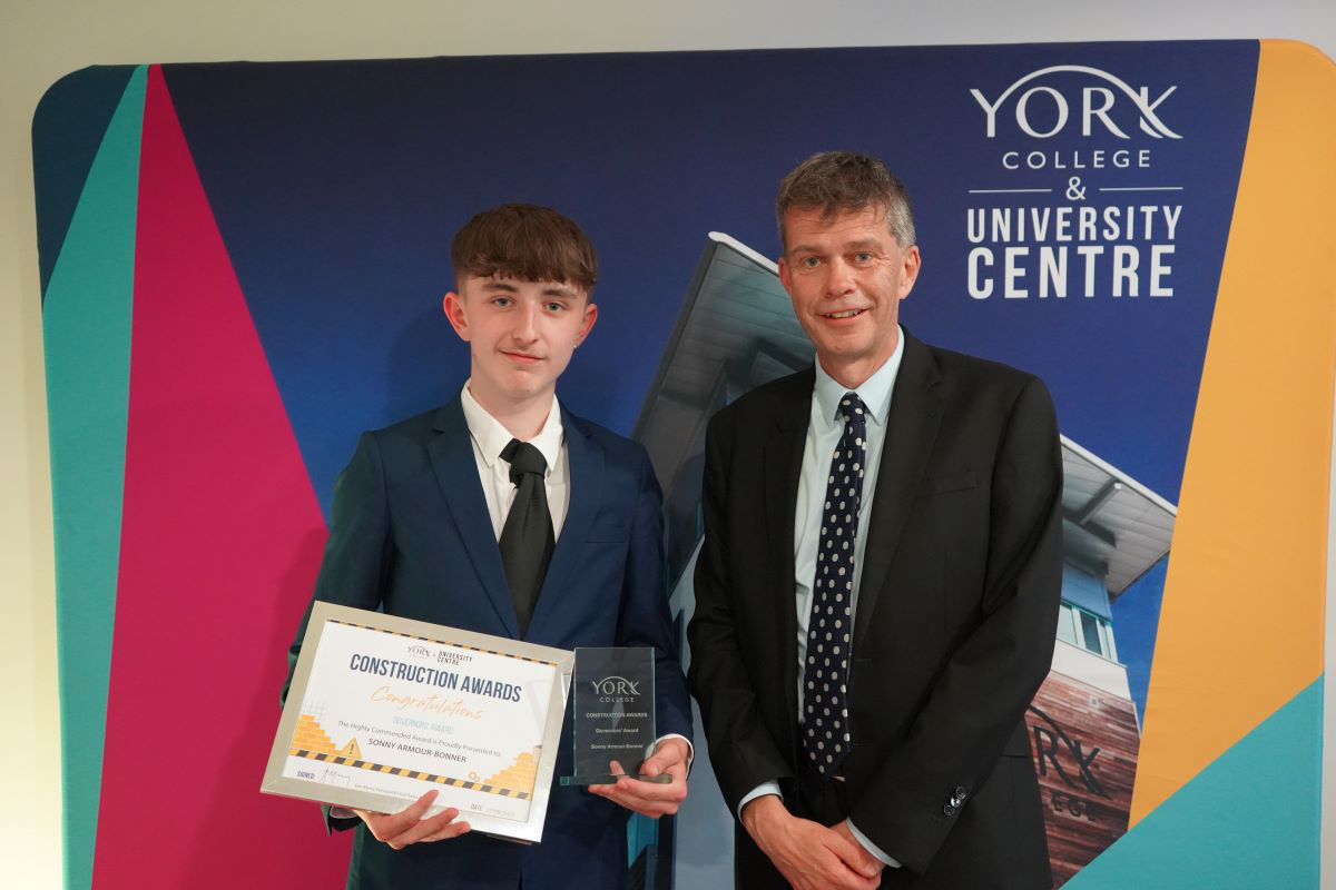 Governors' Award winner Sonny Armour-Bonner with York College & University Centre Board of Governors Ian Looker