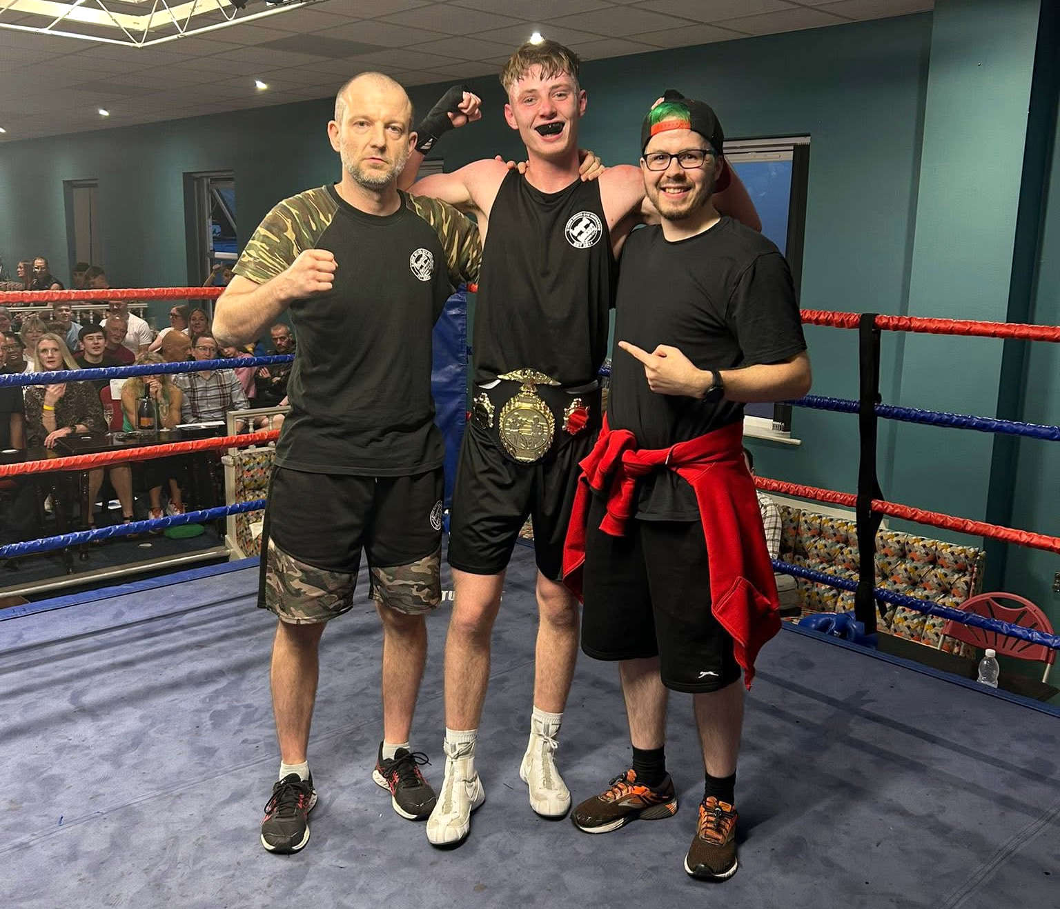 left to right Mateusz Daroszewski (head coach) Eddie Large and Dan Flack (coach)