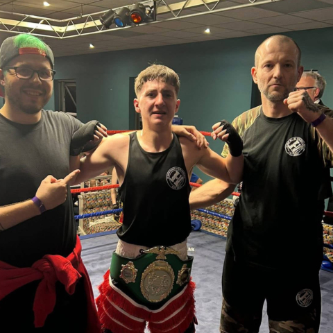 Below from left to right Dan Flack (coach) Charlie Eglin and Mateusz Daroszewski (head coach)