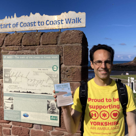 North Yorkshire Council’s chair, Cllr George Jabbour, is pictured in St Bees in Cumbria at the start of the Coast-to-Coast Walk. The 190-mile route stretches across the North of England and passes through the Lake District, the Yorkshire Dales and the North York Moors.