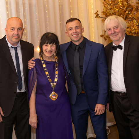 The former chair of North Yorkshire Council, Cllr Roberta Swiers is pictured with her sons Craig (left), Ryan and her husband, Dave, during one of the fundraising events