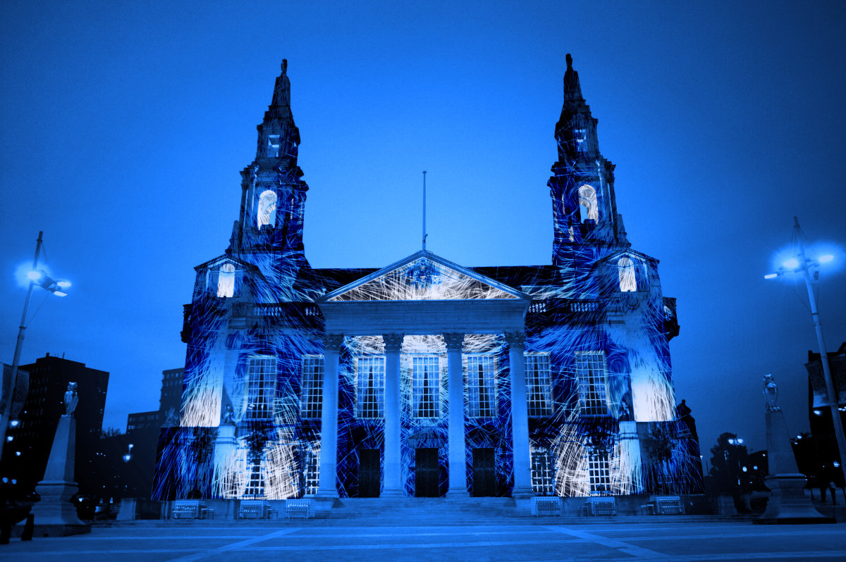 Leeds Civic hall by night