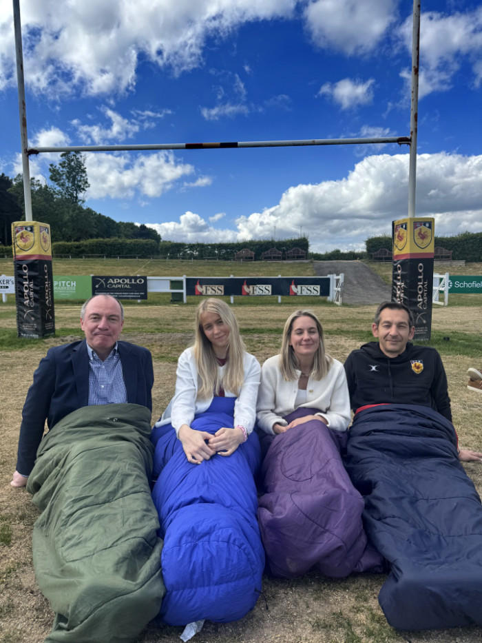 L-R: Richard Cooper, Chief Executive, Harrogate Homeless Project; Isabel Ball, Community and Events Fundraiser, Just ‘B’; Charlotte Holmes, Marketing Manager, Harrogate Spring Water; Dragos Avram, General Manager, Harrogate Rugby Club.