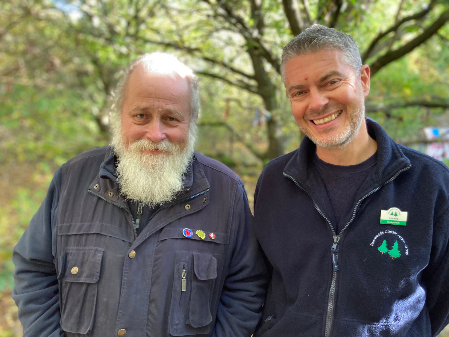 Cllr Arnold Warnekan (Green Party) and Neil Hind, Chair of Pinewoods Conservation Group