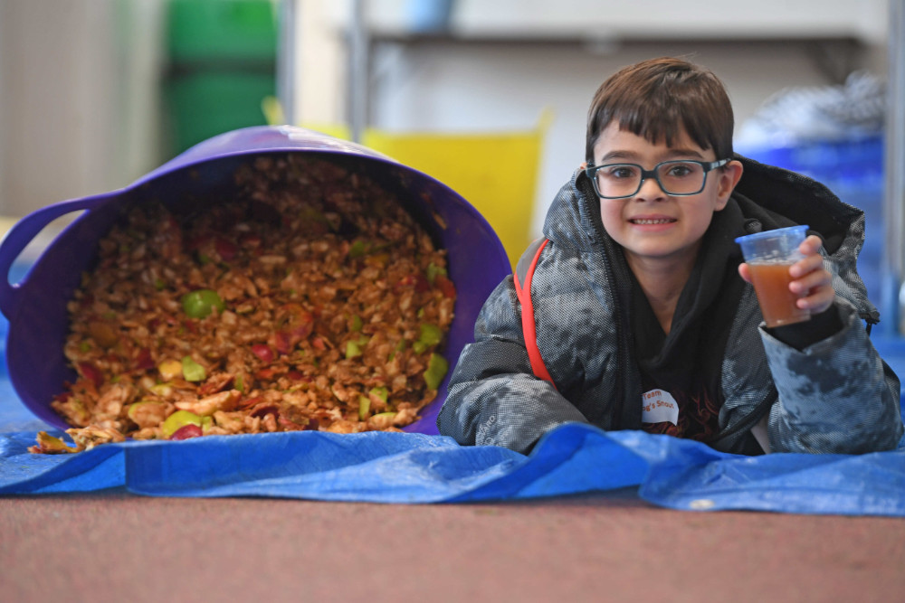 Rudy, from Hipperholme Grammar School at Apple Day's juicing workshop