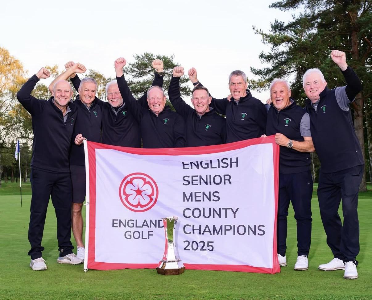 Lincolnshire celebrate their historic victory at Harrogate Golf Club.