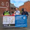 From left, Police Community Support Officer at North Yorkshire Police, Natalie Blacker, Filey Junior School pupil Freya Hammerton, who is the winner of the banner competition, headteacher Michael Taylor, and community safety officer at North Yorkshire Council, Karen Nattress