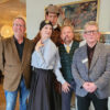 Simon Cotton, MD of Fat Badger Group with the cast of Shear Luck Holmes and David Bown, Chief Exec of Harrogate Theatre