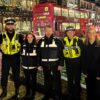 From left to right, North Yorkshire Police’s PC Thomas Lister, Katrin Andreli and Steve Miller of X9 Security Solutions, North Yorkshire Police’s PC Sarah Danby, and North Yorkshire Council’s community safety officer, Elen Hughes. Night marshals are being employed in Harrogate and Selby over the festive period to increase public safety.