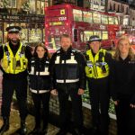From left to right, North Yorkshire Police’s PC Thomas Lister, Katrin Andreli and Steve Miller of X9 Security Solutions, North Yorkshire Police’s PC Sarah Danby, and North Yorkshire Council’s community safety officer, Elen Hughes. Night marshals are being employed in Harrogate and Selby over the festive period to increase public safety.