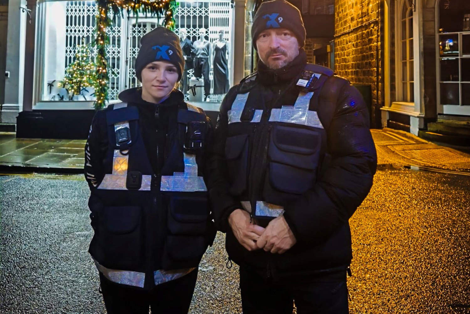 Night marshals are being employed in Harrogate and Selby over the festive period to increase public safety. Katrin Andreli and Steve Lister, from X9 Security Solutions, took to the streets of Harrogate town centre at the weekend.