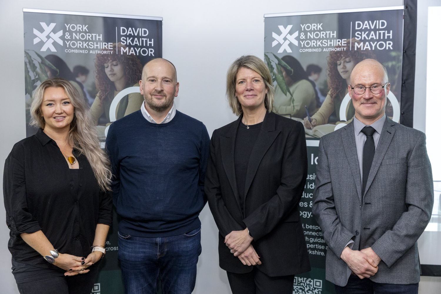 Harriet Stainton, York and North Yorkshire Growth Hub Delivery Manager, David Ryden, Head of Business Growth and Innovation at York and North Yorkshire Combined Authority, Nicki Clark, CEO of UMI, and John Frankland, Yorkshire Consulting at the launch of the Great Ideas programme
