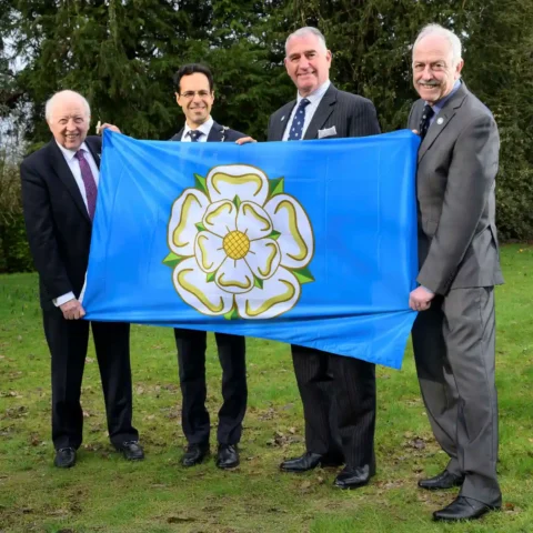 From left to right, the leader of North Yorkshire Council, Cllr Carl Les, the chairman of North Yorkshire Council, Cllr George Jabbour, deputy chair of the Yorkshire Society, Colonel Stephen Padgett OBE and Yorkshire Society executive committee member, Stephen Bradwell