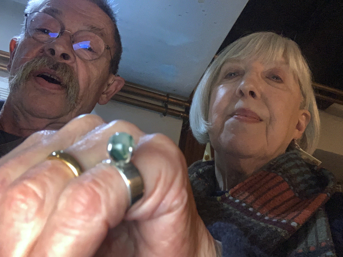 Duncan and Pam Grimmond with the ring he made for her