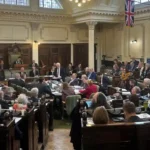 North Yorkshire Council’s leader, Cllr Carl Les, addresses elected members in the council chamber at County Hall in Northallerton during today’s full council meeting. Councillors have approved the budget for the next financial year amid major funding pressures