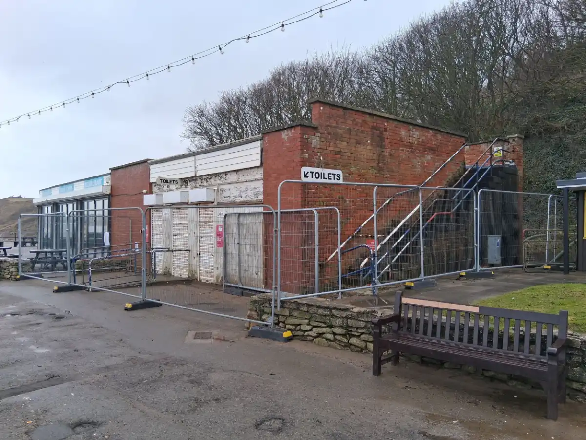 The exterior of the public conveniences on Royal Parade in Filey. The toilets and an adjacent café have been closed to the public after structural engineers identified serious structural issues at the site.