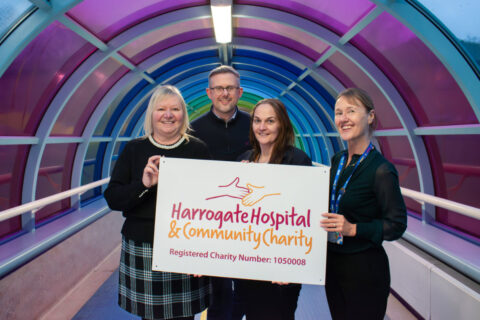 (left to right): Barbara Keiss and Neil McCallum of Sovereign Health Care, and Yvonne Campbell, Head of Charity and Sarah Armstrong, Chair at Harrogate and District NHS Foundation Trust.