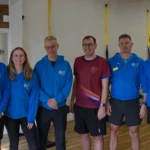 Tom Gordon MP (centre) with members of the Active Against Cancer team