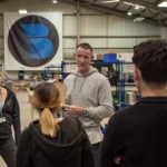 CEO of Techbuyer Europe, Steve Sexton, talking to Harrogate College students