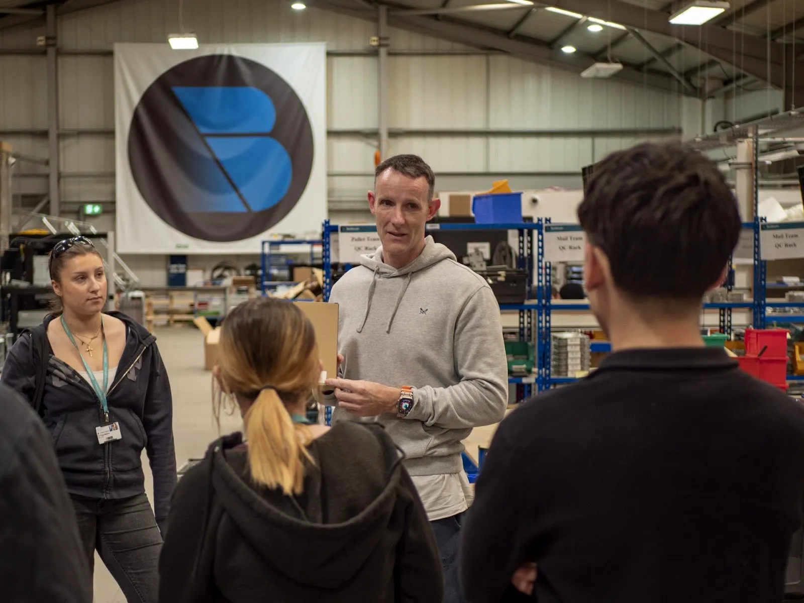 CEO of Techbuyer Europe, Steve Sexton, talking to Harrogate College students