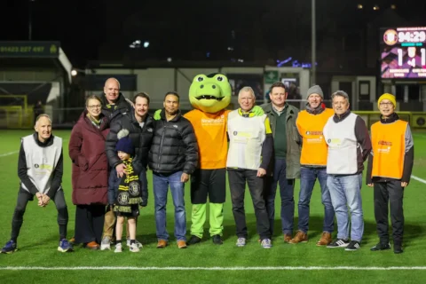 urgeons from Newmedica, Mr David Dunleavy and Mr Aldrin Khan, pictured with members of the Harrogate Town Walking Football Club