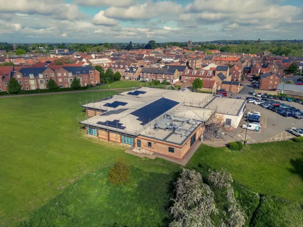 Thirsk and Sowerby Leisure and Wellbeing Hub, which has had 149 solar panels added to its roof.