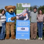 From Martin House Children's Hospice Victoria Coltman, Hannah Finan, Martin House mascot Marty with Callum Wells, Claire Robinson and Emily Bennett from CTS