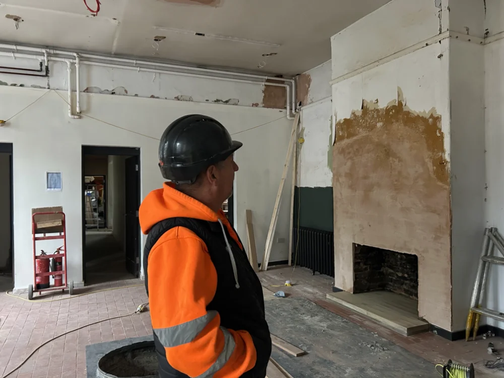 Site manager Andy Dewhurst pictured in the room beneath the dormitory where he heard the sound of footfall above