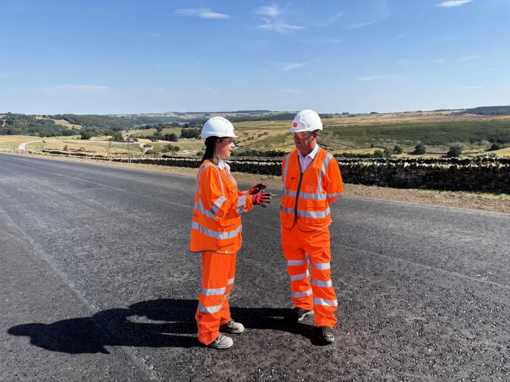 A regional engineer at Sisk Infrastructure, Lauren Luck, with North Yorkshire Council’s executive member for highways and transportation, Cllr Malcolm Taylor.